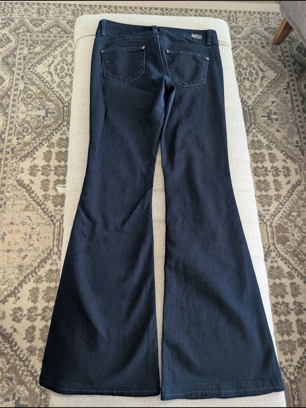 Paige Premium Denim Cheviot Hills Flare Jeans Size 28 Dark Wash Boho - Picture 12 of 16